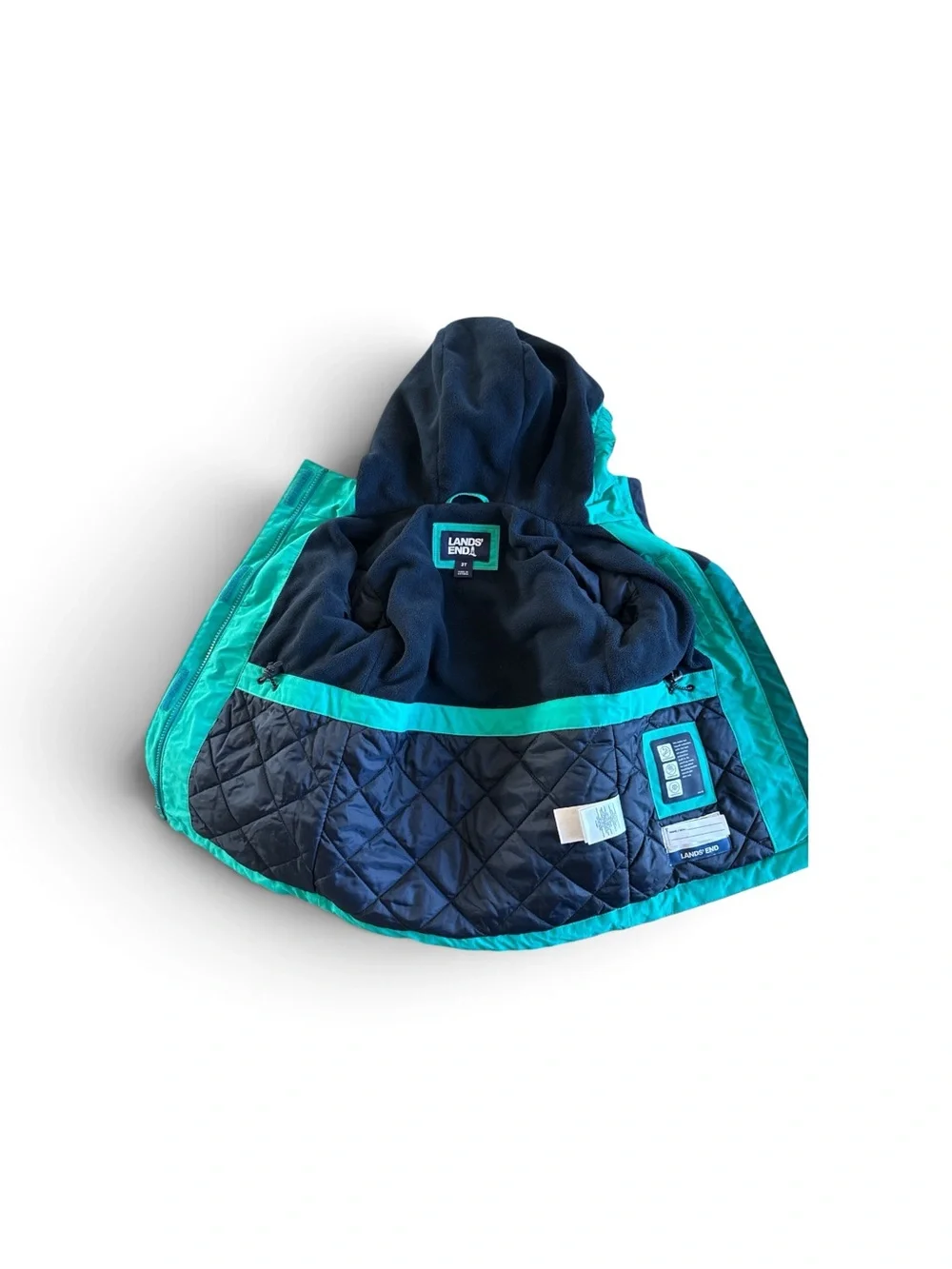Lands' End Kids 3T Squall Waterproof Insulated Hooded Jacket Fleece Perfect